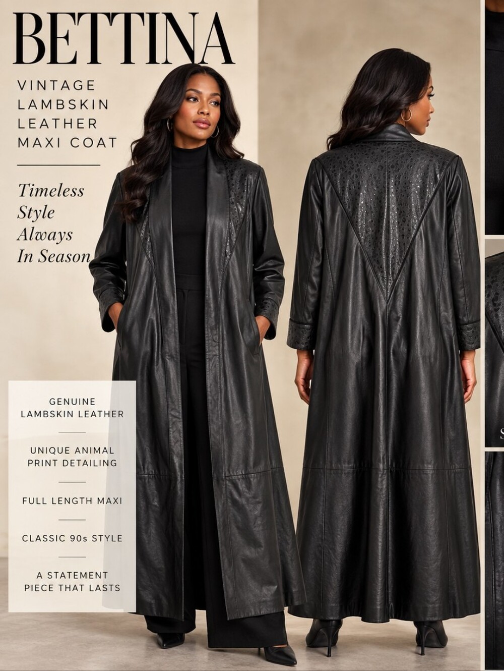 Vintage 90s BETTINA Lambskin Leather Maxi